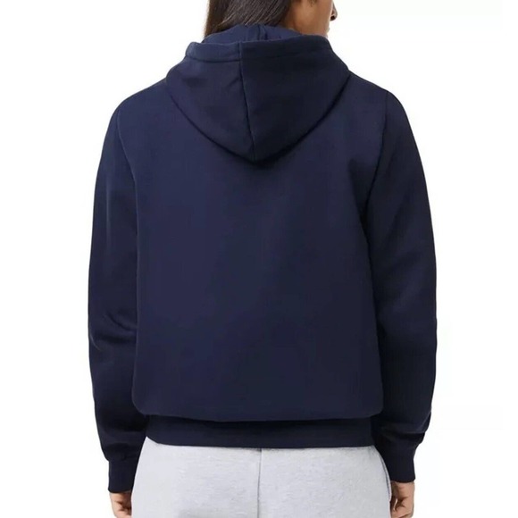 Men's Lacoste Classic Fit Navy Kangaroo Pocket Fleece Hoodie Sweatshirt 2XL XL - Picture 3 of 6